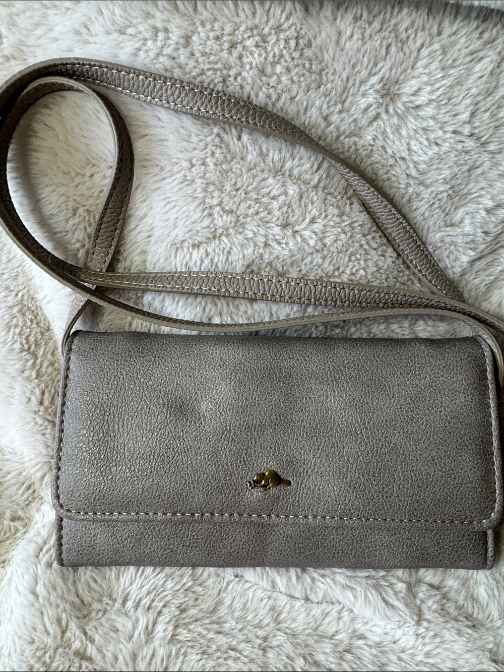 Roots Small Crossbody Purse/Wallet Grey